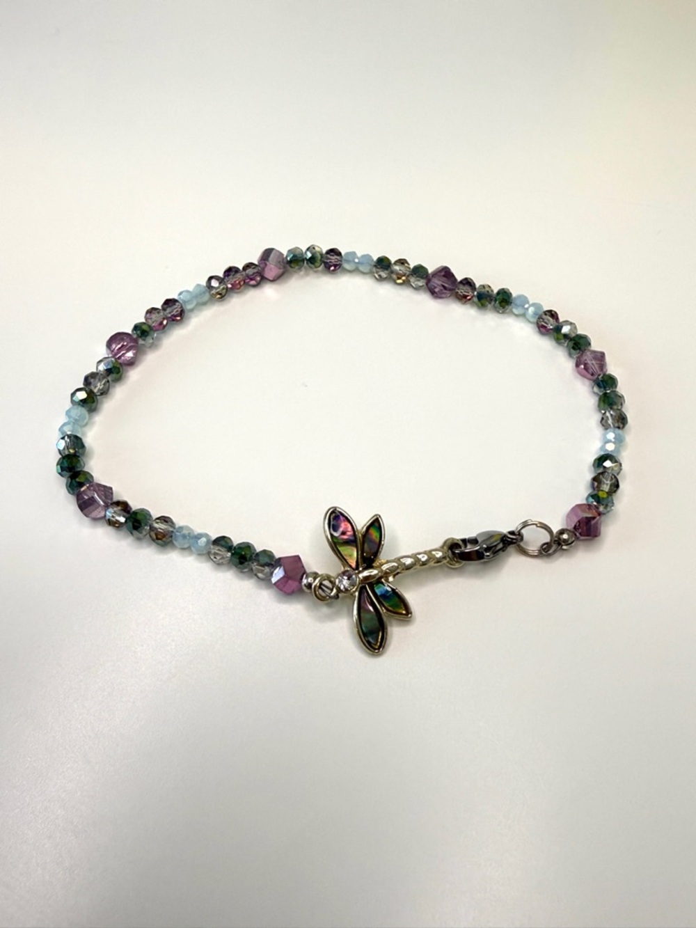 Beaded Dragonfly Charm Anklet - Multicolor